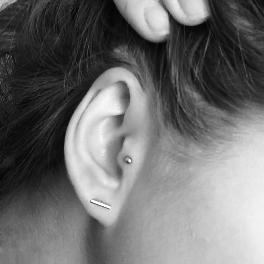 Cottvott Stainless Steel Line Stick Simple Studs Earrings for Women