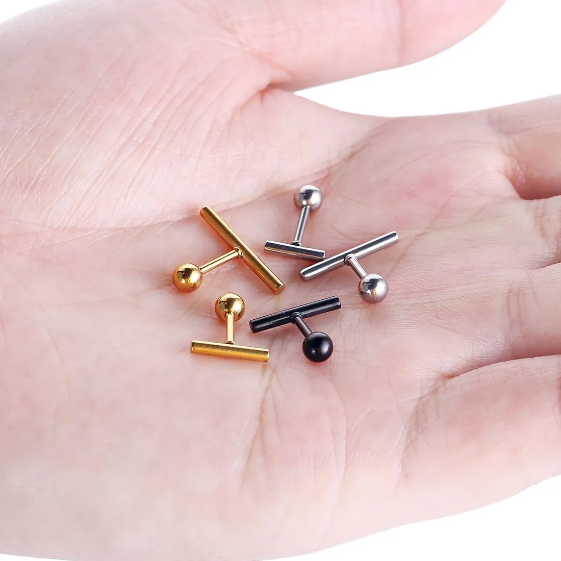 Cottvott Stainless Steel Line Stick Simple Studs Earrings for Women