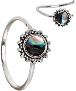 Covet Jewelry 316L Stainless Steel Abalone Shell Charm Nose Hoop/Cartilage Earring