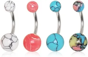 Covet Jewelry 316L Stainless Steel Navel Ring with Synthetic Stone