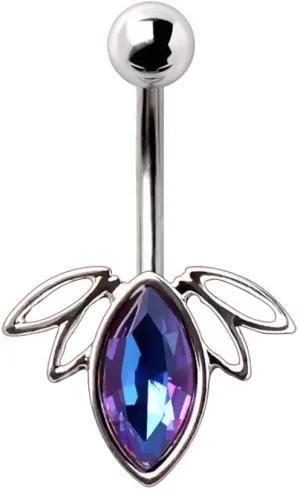 Covet Jewelry Stainless Steel Blue Purple Fruit Navel Ring