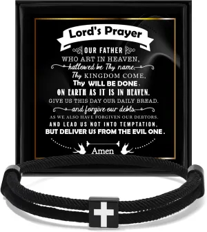 Cross Bracelet for Men Braided Rope String Adjustable Knot Bracelets Inspirational Religious Christian Baptism Confirmation First Communion Easter Bible Verse Jewelry
