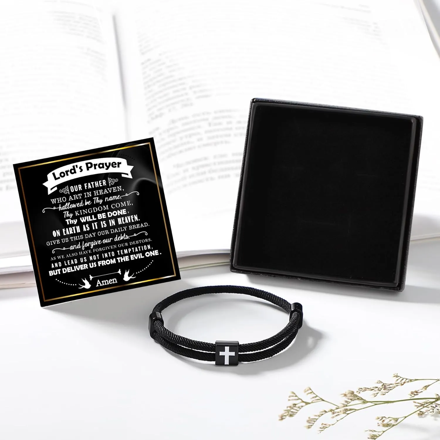 Cross Bracelet for Men Braided Rope String Adjustable Knot Bracelets Inspirational Religious Christian Baptism Confirmation First Communion Easter Bible Verse Jewelry