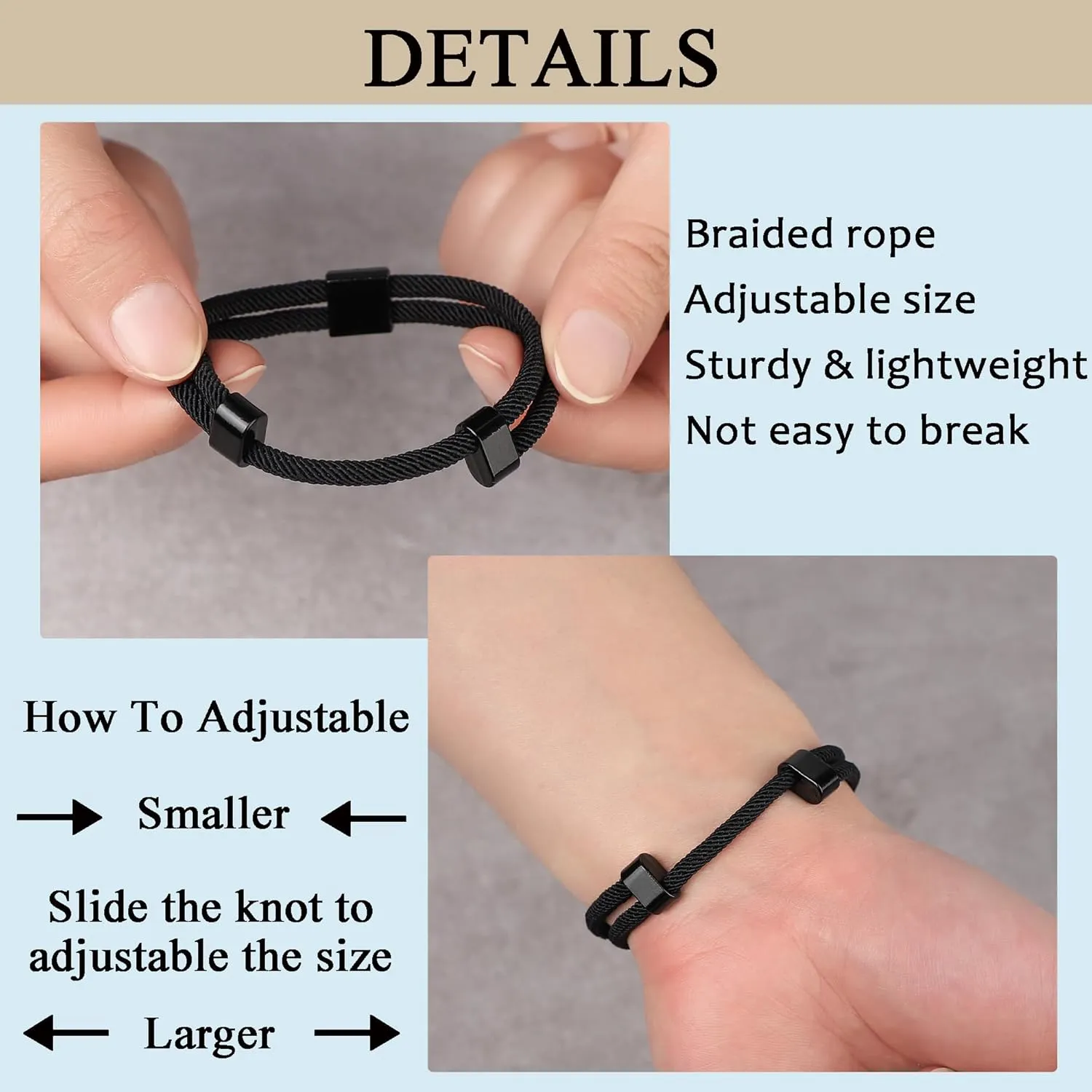 Cross Bracelet for Men Braided Rope String Adjustable Knot Bracelets Inspirational Religious Christian Baptism Confirmation First Communion Easter Bible Verse Jewelry