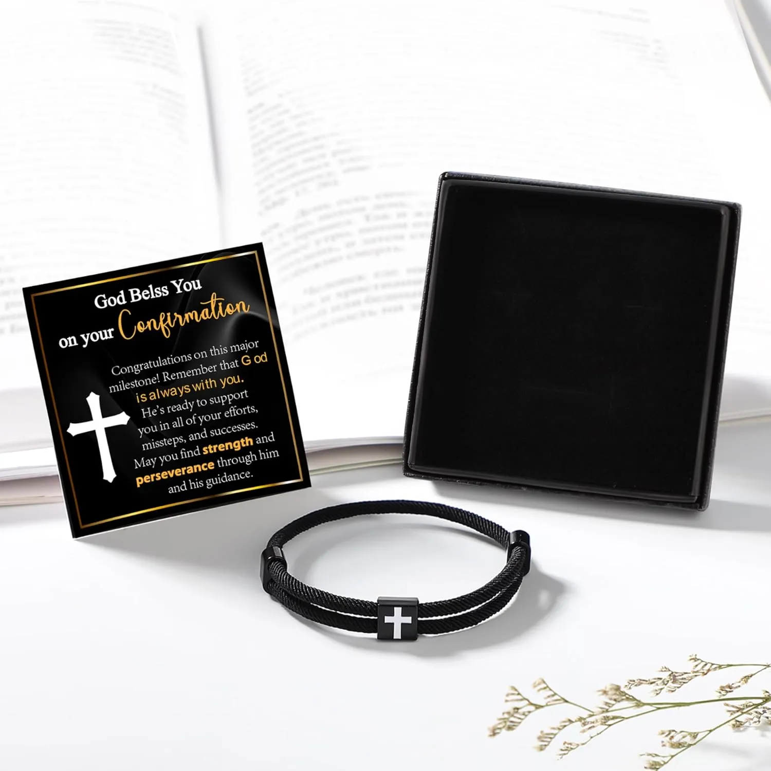 Cross Bracelet for Men Braided Rope String Adjustable Knot Bracelets Inspirational Religious Christian Baptism Confirmation First Communion Easter Bible Verse Jewelry