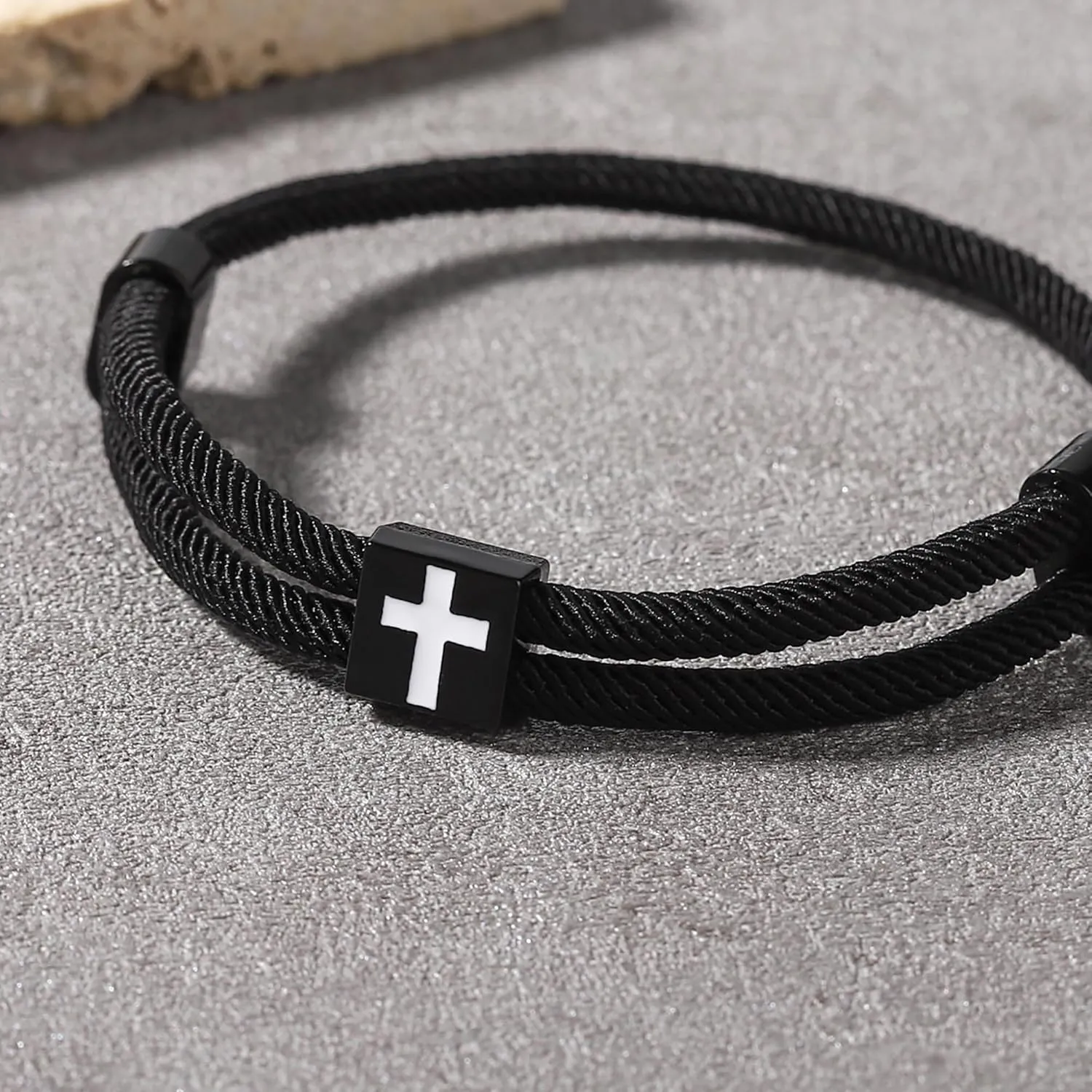 Cross Bracelet for Men Braided Rope String Adjustable Knot Bracelets Inspirational Religious Christian Baptism Confirmation First Communion Easter Bible Verse Jewelry