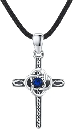 Cross Necklace for Men Sterling Silver Faith Pendant Religious Cross Necklace with Cubic Zirconia Cross Jewelry Gifts for Men Daughter Mom Women