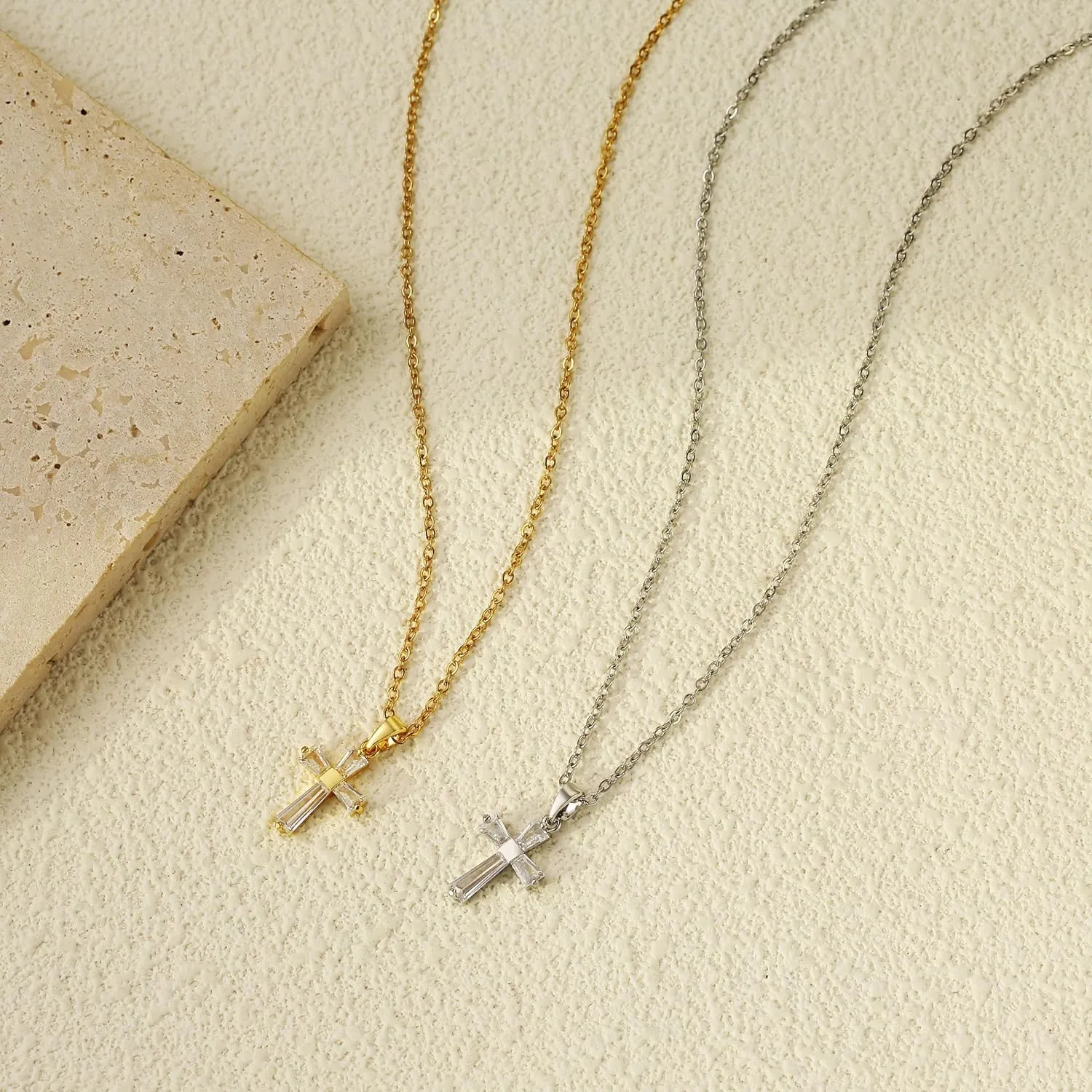 Cross Necklace for Women 18K Gold Plated CZ Diamond Cross Necklace Tiny Sideways Cross Choker Necklace Cute Cross Pendant Necklace Trendy Faith Jewelry