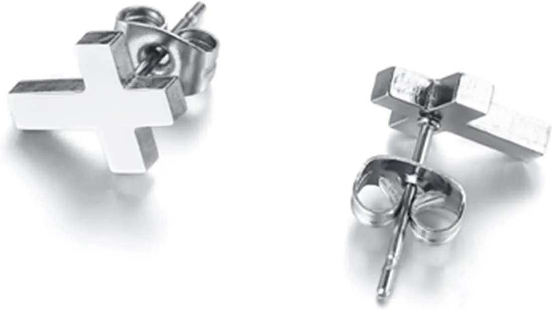 Cross Stud Earring for Women Men Dainty Small Cross Earrings Minimalist Simple Gold Silver Black Religious Faith Cross Studs