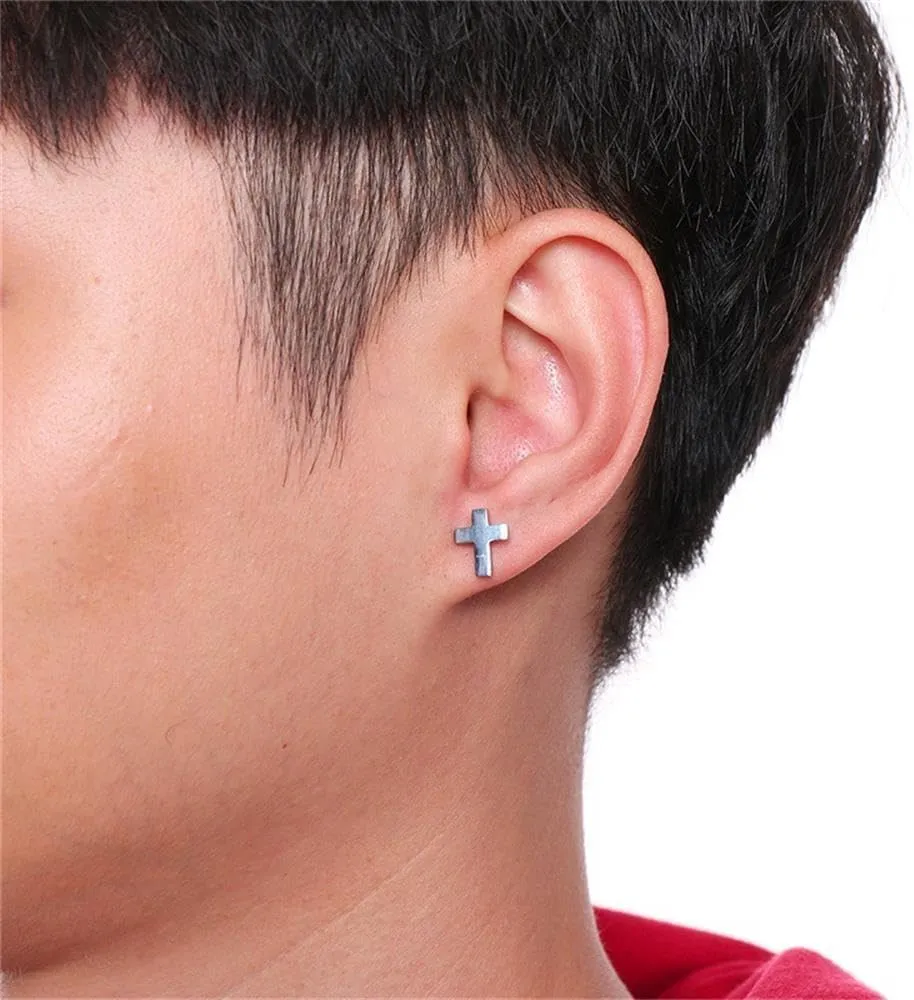 Cross Stud Earring for Women Men Dainty Small Cross Earrings Minimalist Simple Gold Silver Black Religious Faith Cross Studs