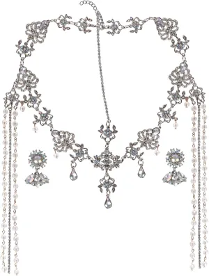 CROWN GUIDE Bridal Headband and Earrings Crystal Jewelry Set Wedding Headpiece for Women Brides Tiara Rhinestone Hair Accessories