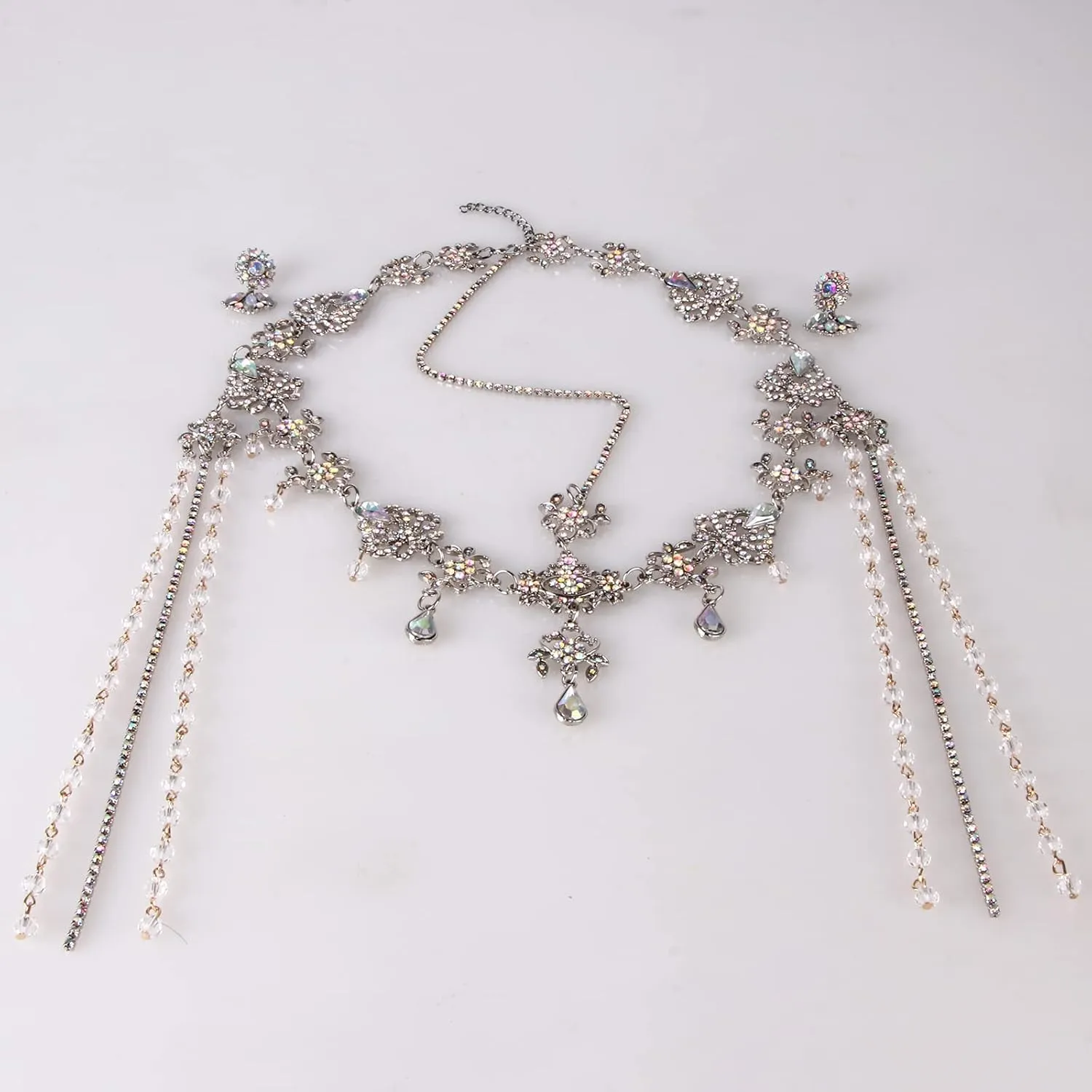 CROWN GUIDE Bridal Headband and Earrings Crystal Jewelry Set Wedding Headpiece for Women Brides Tiara Rhinestone Hair Accessories