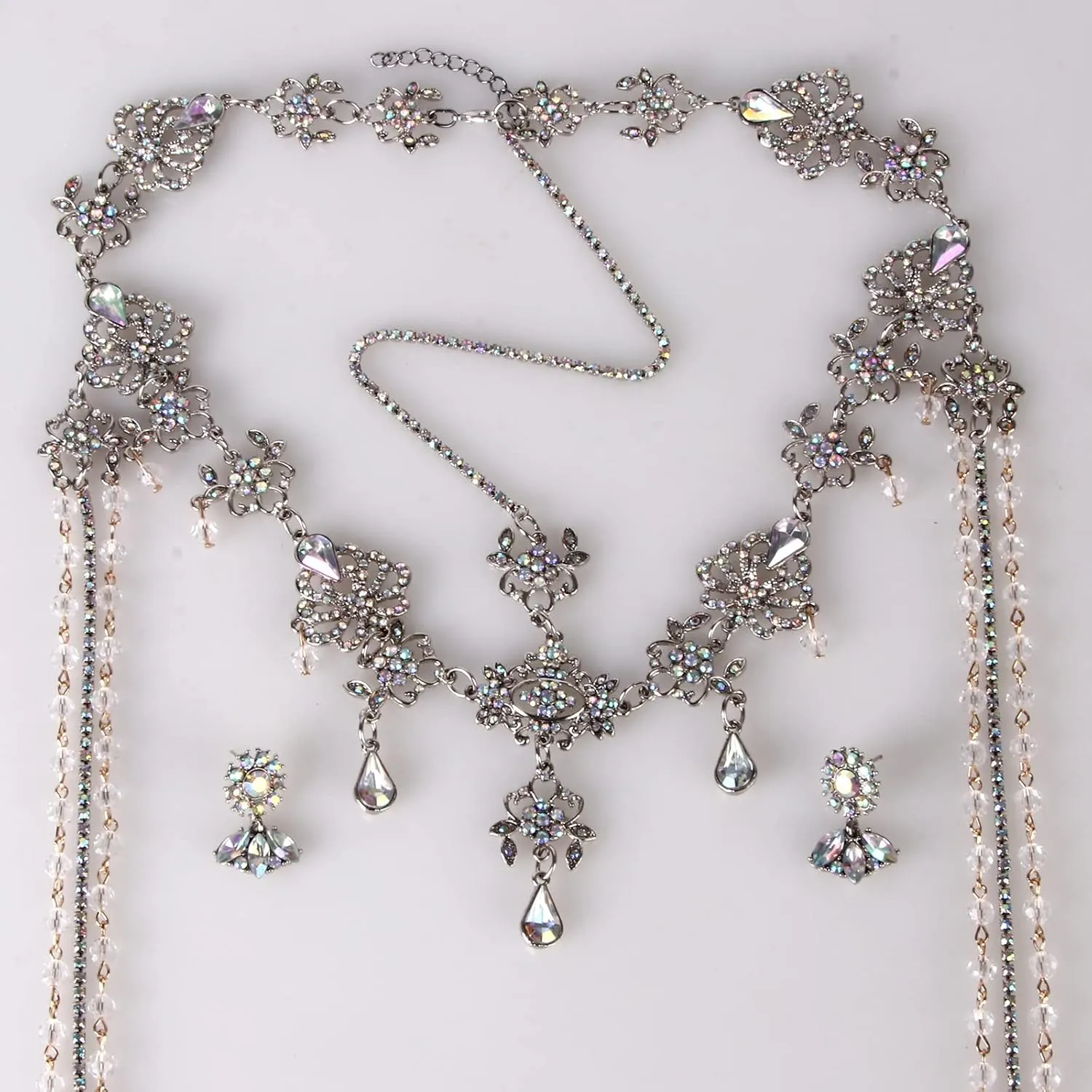 CROWN GUIDE Bridal Headband and Earrings Crystal Jewelry Set Wedding Headpiece for Women Brides Tiara Rhinestone Hair Accessories