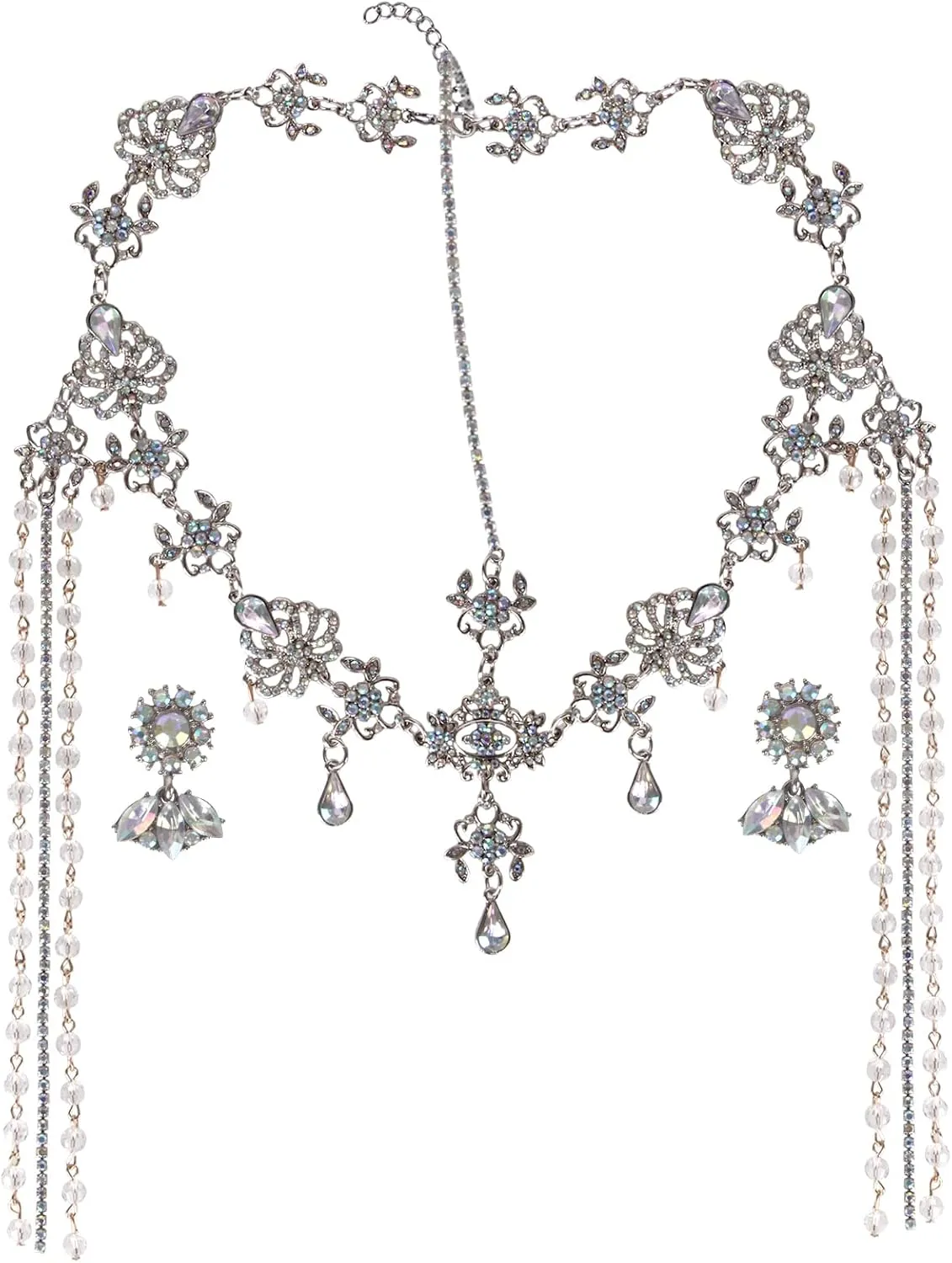 CROWN GUIDE Bridal Headband and Earrings Crystal Jewelry Set Wedding Headpiece for Women Brides Tiara Rhinestone Hair Accessories