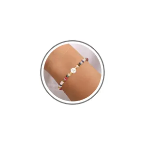 Crystal Beaded Bracelets for Girls Beaded Initial Bracelet Birthday Gift Colorful Beaded Stretch Bracelets for Women Dainty Letter Bracelet Friendship Bracelet Teen Girl Gifts