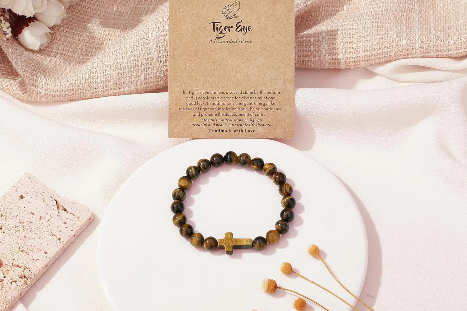 Crystal Bracelet for Men Women Adjustable Cross Stretch Beaded Bracelet Religious Christian Bracelet Healing Anxiety Bracelets