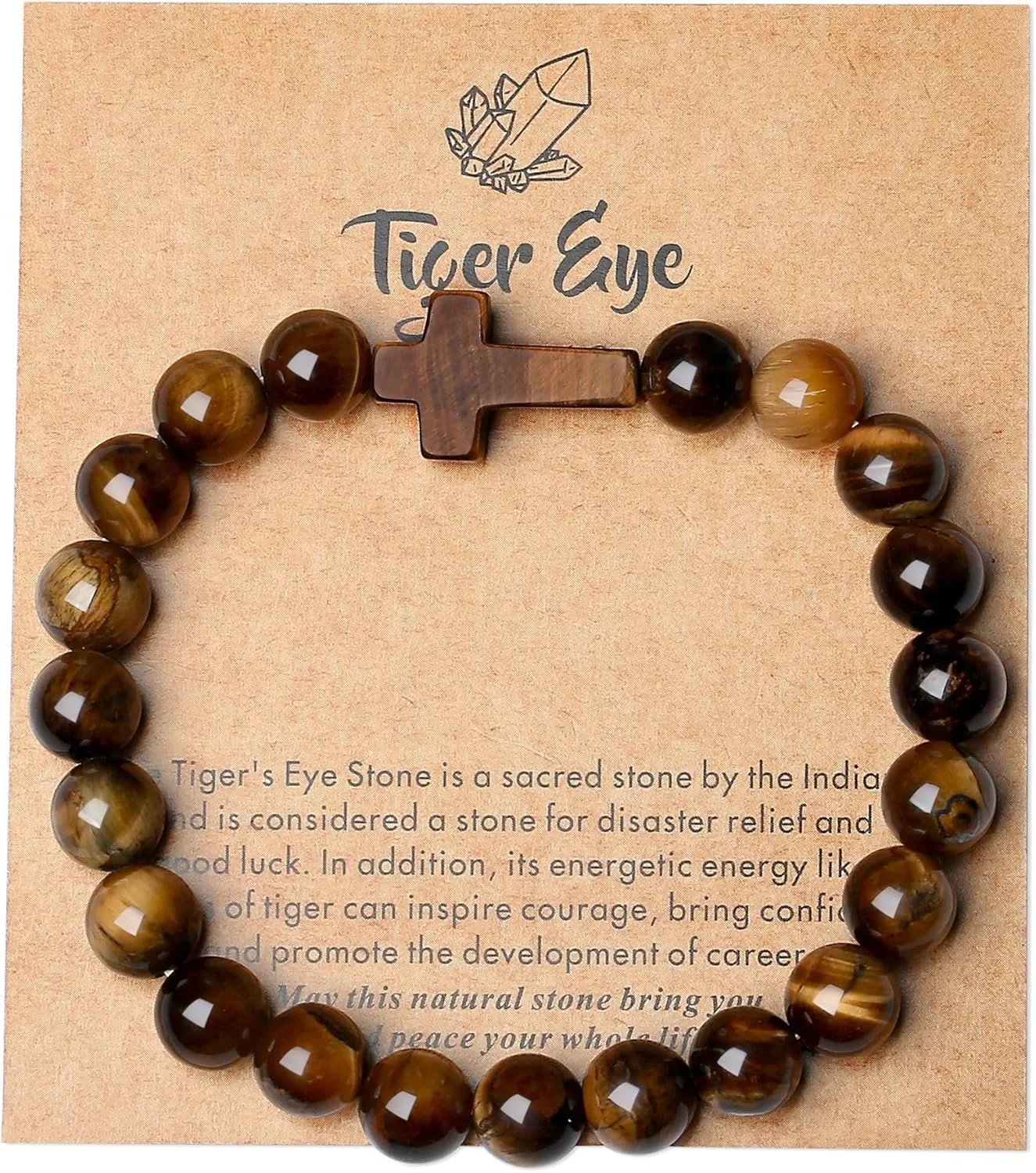 Crystal Bracelet for Men Women Adjustable Cross Stretch Beaded Bracelet Religious Christian Bracelet Healing Anxiety Bracelets