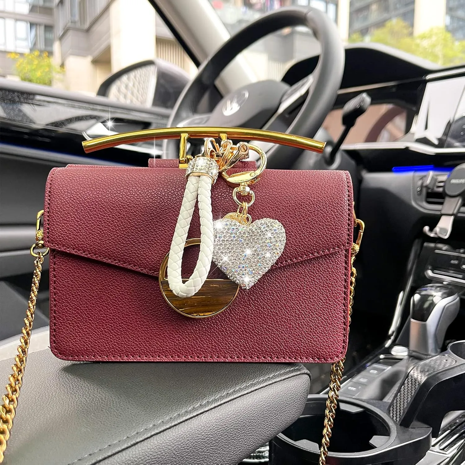 Crystal Keychain for Women with Sparkly Rhinestones Heart Shape, Pretty Key Chains for Women Girls Gifts