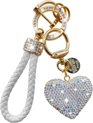Crystal Keychain for Women with Sparkly Rhinestones Heart Shape, Pretty Key Chains for Women Girls Gifts