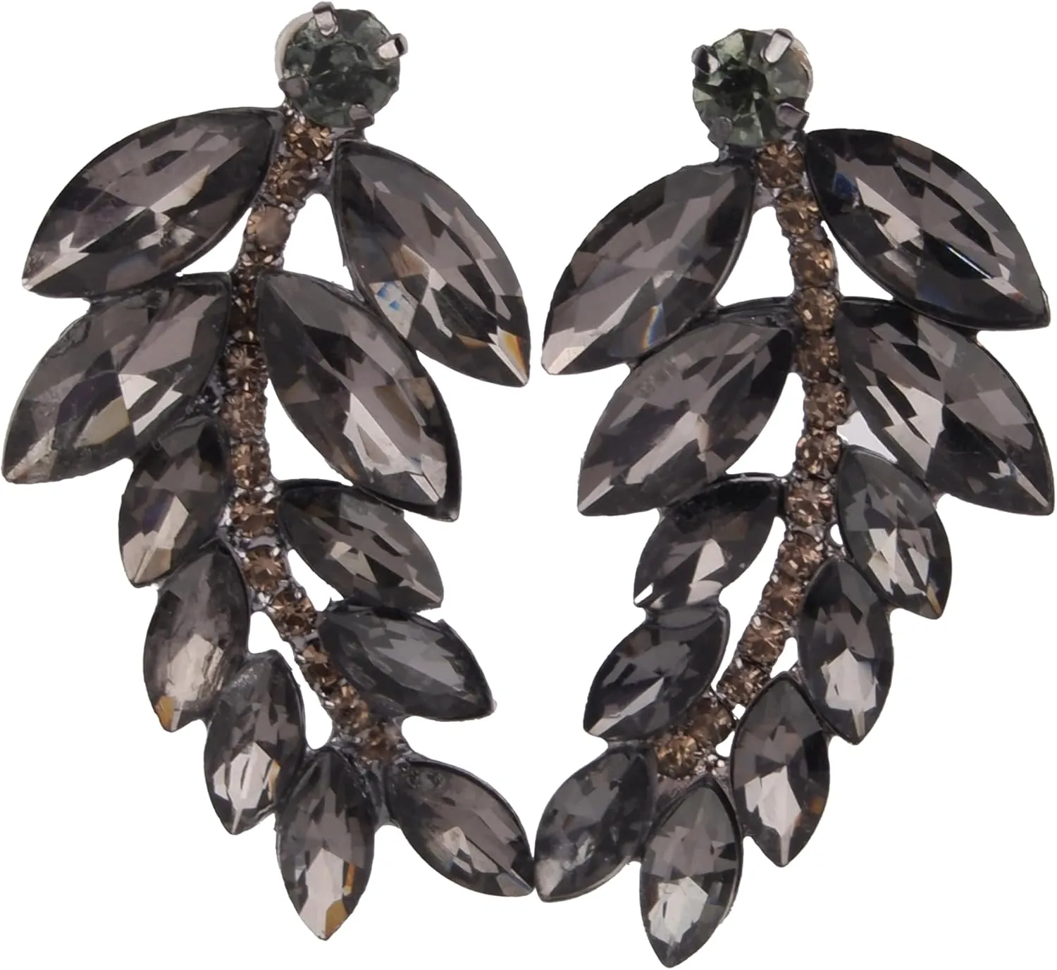 Crystal Stone Bridal Earrings with Leaf Pattern | Women's Jewelry Gift for Brides, Bridesmaids, Prom and Wedding Parties