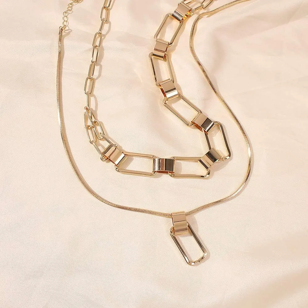 Cuban Link Chain Necklace Punk Belt Buckle Shaped Chunky Choker Necklace Statement Thick Chain Necklace Jewelry Gifts for Women Men