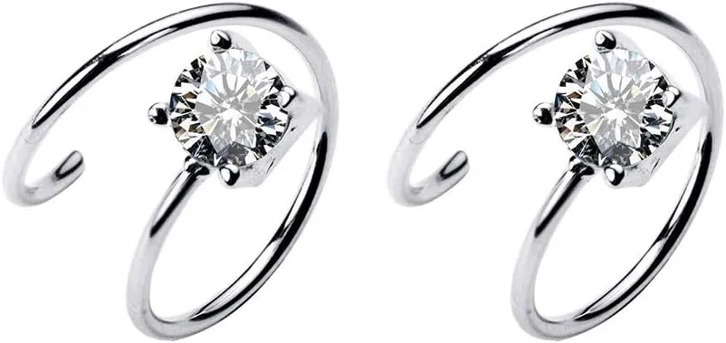 Cubic Zirconia Cuff Small Hoop Earrings Sterling Silver Dainty Crystal Cartilage Twist Crawler Wrap Huggie Earring Ear Piercing Hypoallergenic Sensitive Ears
