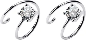 Cubic Zirconia Cuff Small Hoop Earrings Sterling Silver Dainty Crystal Cartilage Twist Crawler Wrap Huggie Earring Ear Piercing Hypoallergenic Sensitive Ears