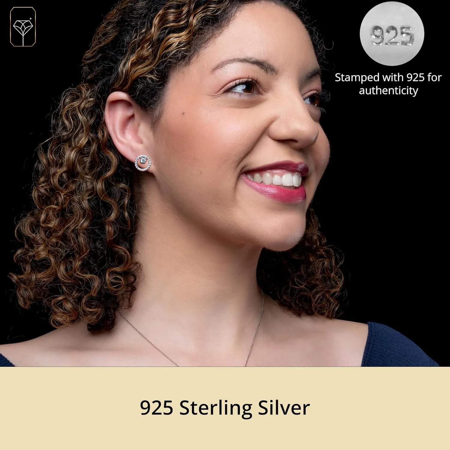 Cubic Zirconia Earrings with CZ Stud Center | 925 Sterling Silver CZ Stud Earrings for Women | Hypoallergenic Anti Tarnishing Womens Earrings by MAX   STONE