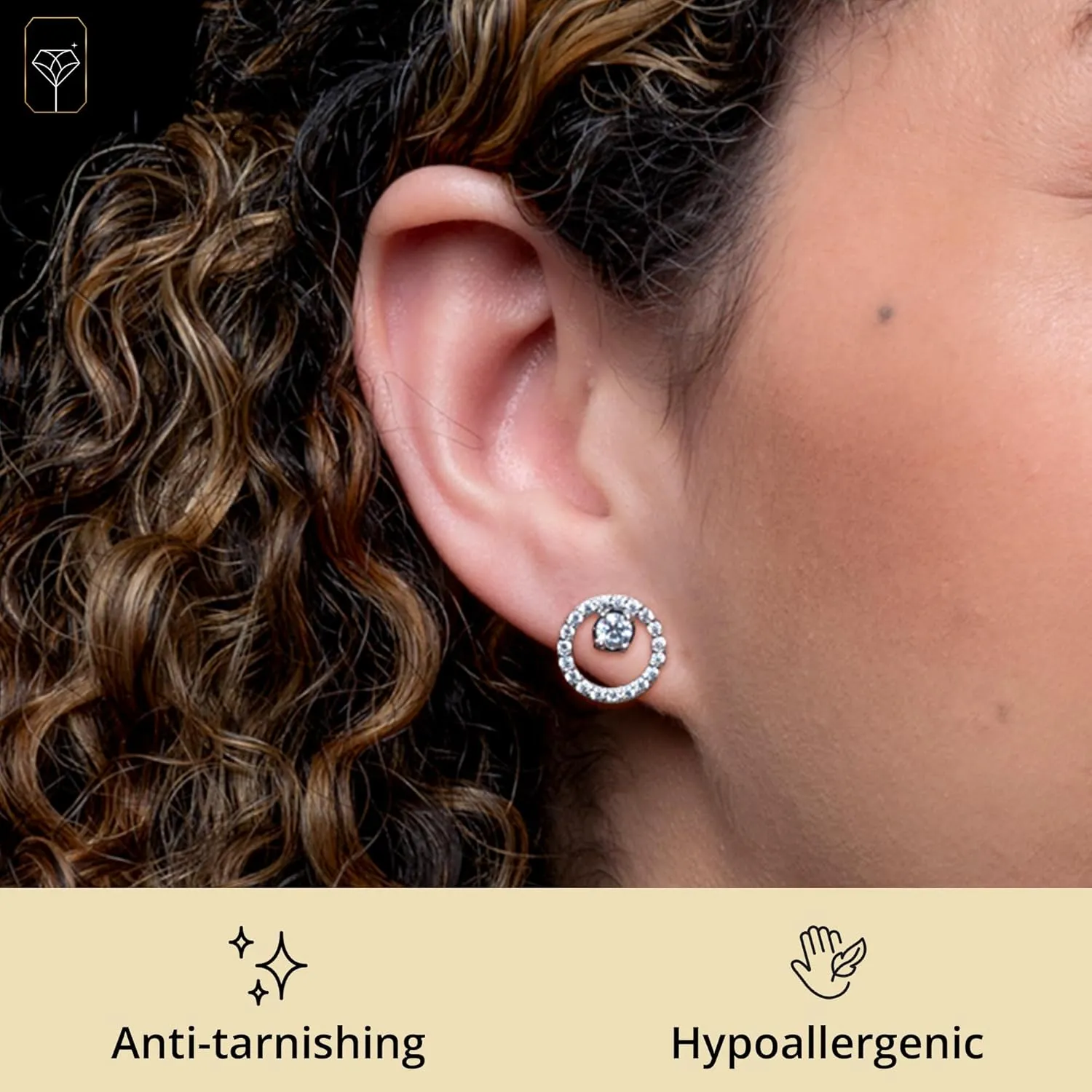 Cubic Zirconia Earrings with CZ Stud Center | 925 Sterling Silver CZ Stud Earrings for Women | Hypoallergenic Anti Tarnishing Womens Earrings by MAX   STONE