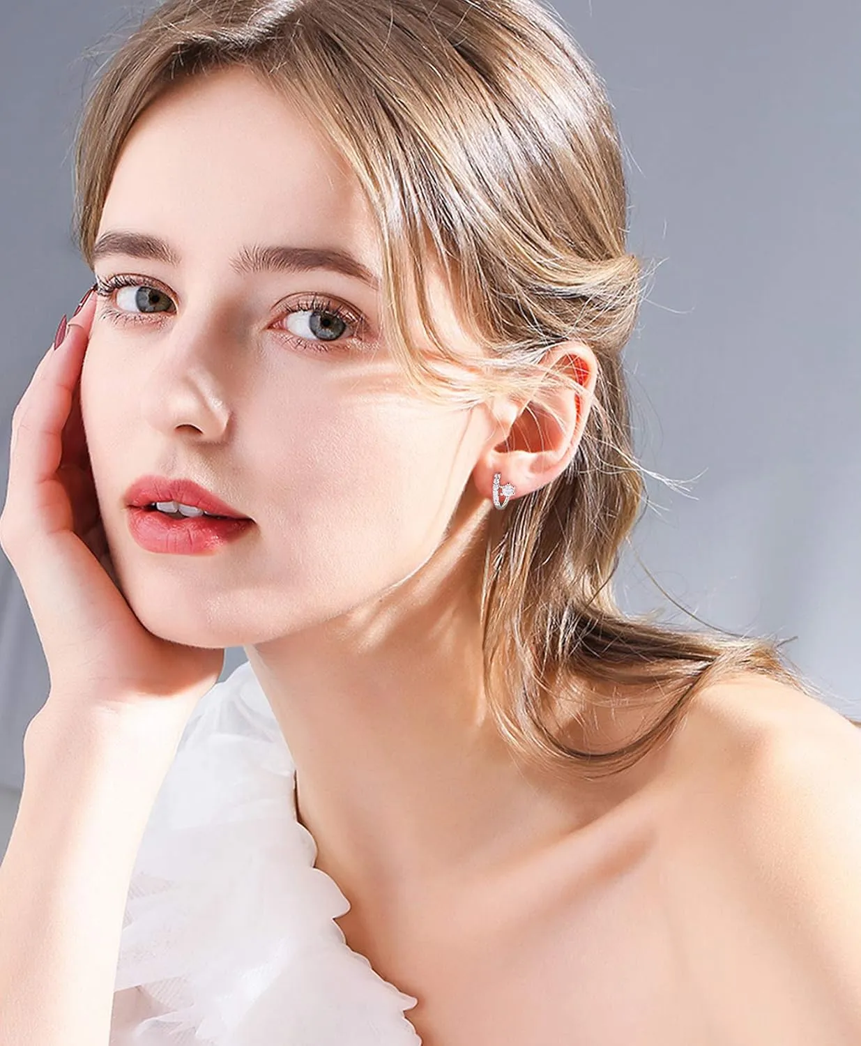 Cubic Zirconia Hoop Earrings - Sterling Silver Hypoallergenic CZ Hoop Huggies Earrings Small Cartilage Earrings for Women Girls