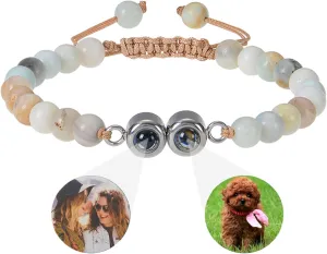 Custom Bracelet with Picture Inside Personalized Projection Bracelets with Photos Memorial Gifts for Couples/Women/Men Mothers Day Fathers Day Birthday Anniversary