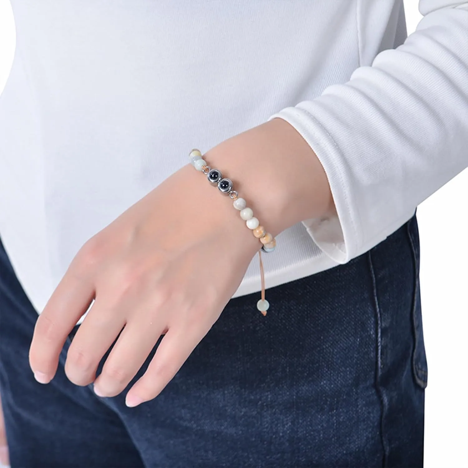 Custom Bracelet with Picture Inside Personalized Projection Bracelets with Photos Memorial Gifts for Couples/Women/Men Mothers Day Fathers Day Birthday Anniversary