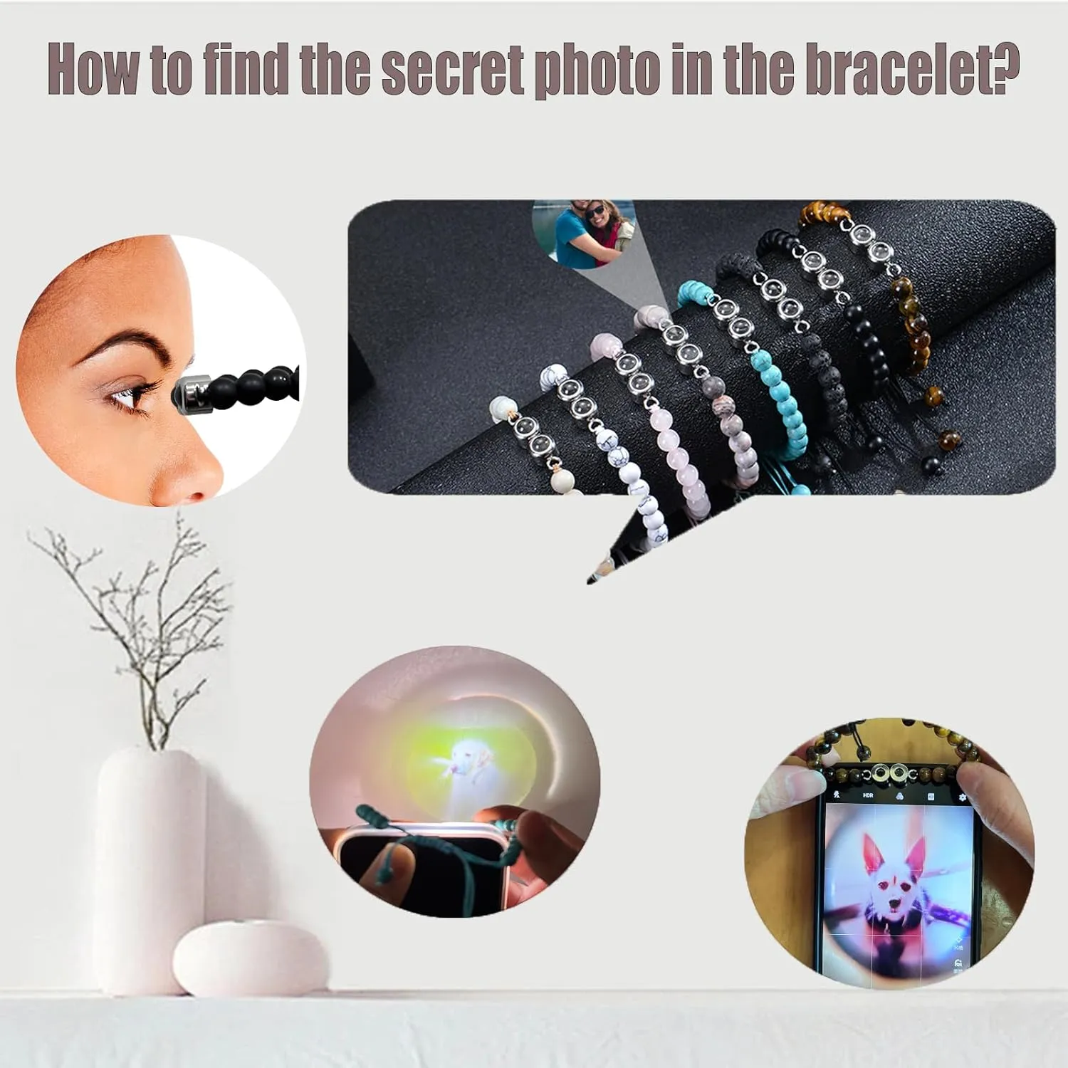Custom Bracelet with Picture Inside Personalized Projection Bracelets with Photos Memorial Gifts for Couples/Women/Men Mothers Day Fathers Day Birthday Anniversary