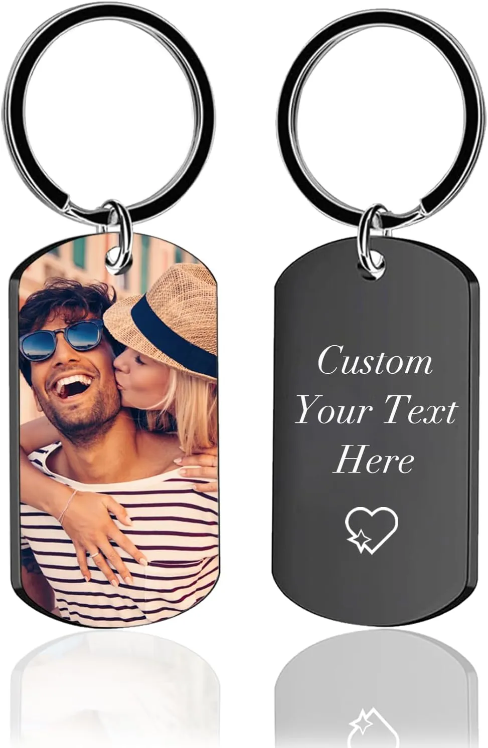 Custom Keychain Double Sided Personalized Picture Text Keychains Engraving Photo Key chains Gifts for Women Boyfriend