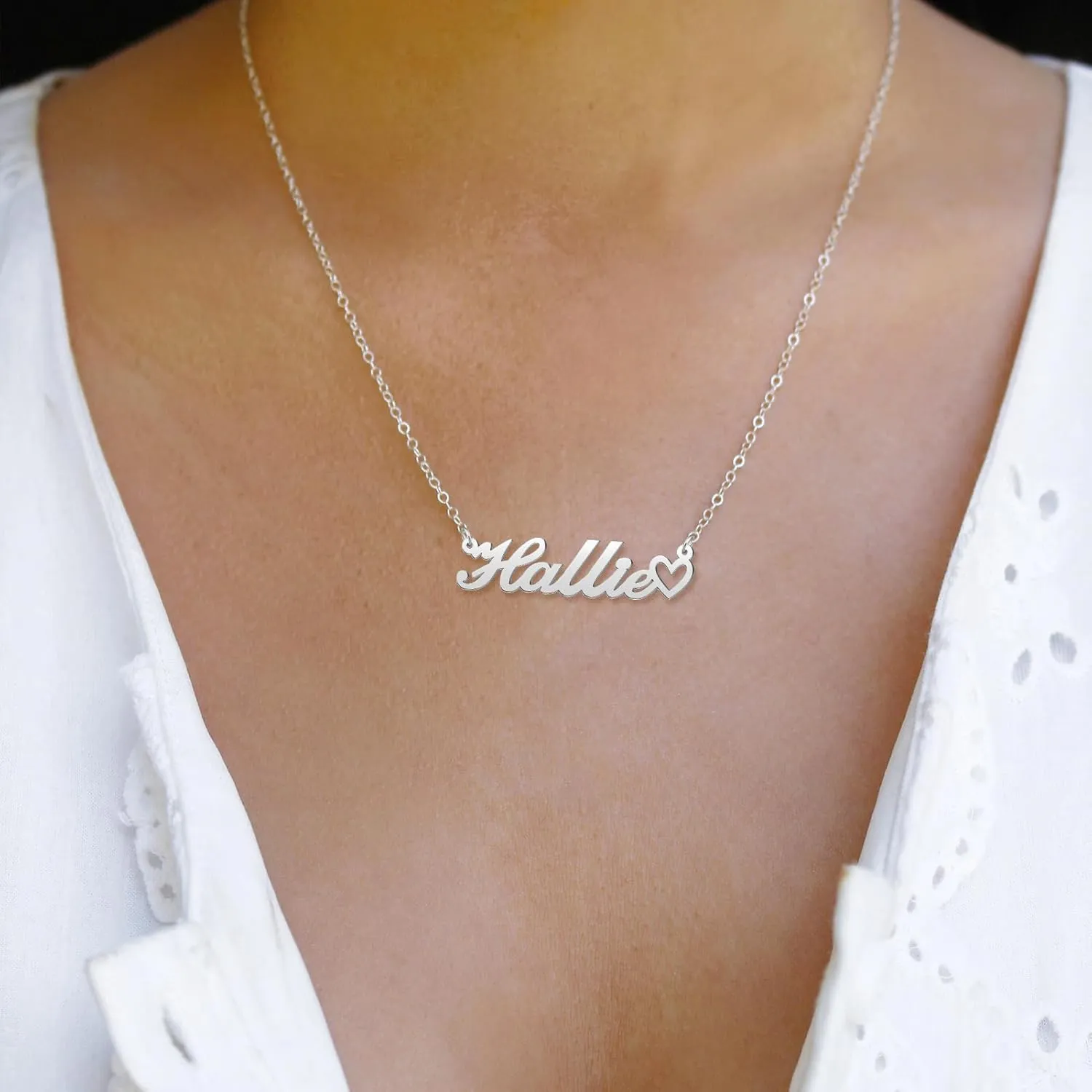 Custom Name Necklace for Women Personalized Name Necklaces with Heart 18K Gold Plated or Sterling Silver Nameplate Customized Pendant Jewelry Gift