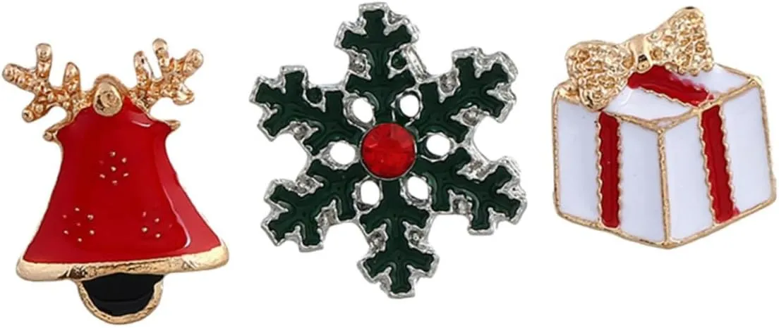 Cute Cartoon Brooch Pin Set 3 Pieces Women's Xmas Brooch for Girls Fashion Jewelry for Daily Wear