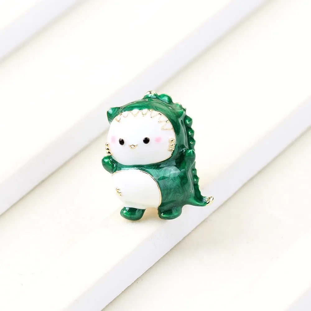 Cute Cartoon Dinosaur Green Enamel Brooch Pin for Women Girls Boys Sweet Kawaii Animal Small Brooches Lapel Pins Badges Clothes Bags Backpack Corsage Scarf Clips Birthday Gifts for Daughter Girlfriend