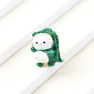 Cute Cartoon Dinosaur Green Enamel Brooch Pin for Women Girls Boys Sweet Kawaii Animal Small Brooches Lapel Pins Badges Clothes Bags Backpack Corsage Scarf Clips Birthday Gifts for Daughter Girlfriend