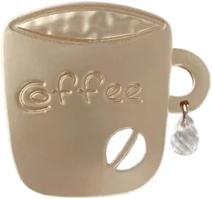 Cute Coffee Cup Novelty Small Brooch Lapel Pins for Women Men Girls Vintage Funny Gold Tone Brooches Pin Dress Suit Clothes Accessories Fashion Jewelry Coffee Maker Gifts