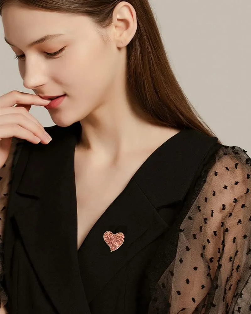 Cute CZ Heart Brooch Pin for Women Teen Girls Elegant Crystal Rhinestone Hearts Lapel Pins Dance Party Wedding Jewelry Dress Suit Clothes Accessorie for Her Wife Daughter Birthday