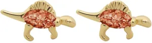 Cute Dinosaur Stud Earrings colorful Cubic Zirconia Tiny Animal Earrings for Women-Orange 7