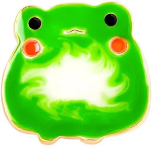 Cute Green Frog Animal Brooch Pin for Women Girls Unisex Gold Plated Fashion Enamel Cartoon Brooches Lapel Pins Creative Dress Accessories Dainty Holiday Theme Party Jewelry Gift