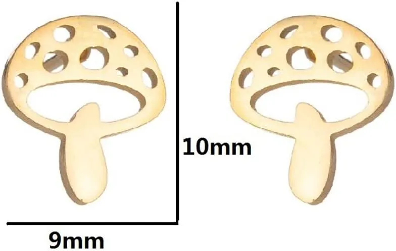 Cute Mushroom Stud Earrings for Women Teen Girls Stainless Steel Cartilage Piercing Small Studs Earring Minimalist Jewelry Gifts Birthday