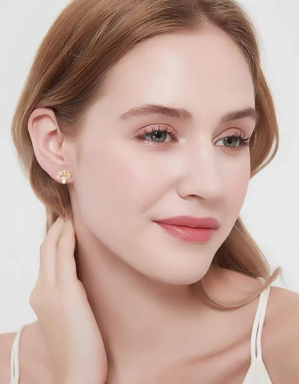 Cute Mushroom Stud Earrings for Women Teen Girls Stainless Steel Cartilage Piercing Small Studs Earring Minimalist Jewelry Gifts Birthday