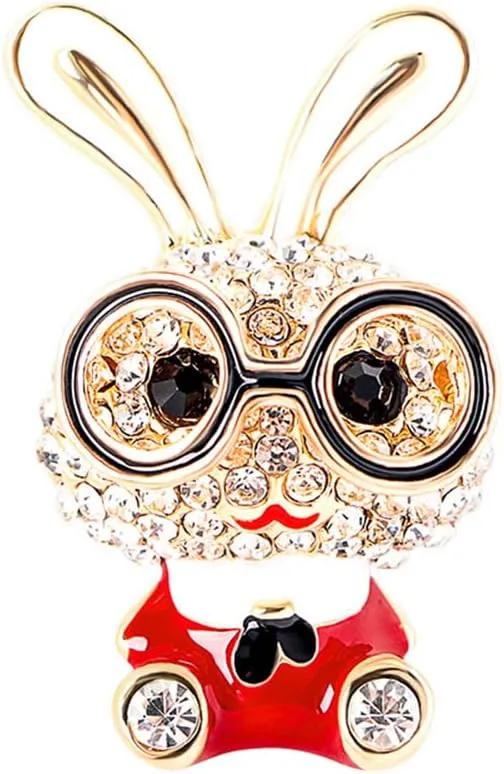Cute Rhinestone Bunny Rabbit Brooch Pin for Women Girls Unisex Gold Plated Crystal Animal Bunny Pet Brooches Lapel Pins Dainty Graduation Honors Day Easter Holiday Jewelry Gift for Daughter Teacher Students
