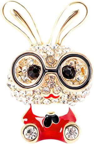 Cute Rhinestone Bunny Rabbit Brooch Pin for Women Girls Unisex Gold Plated Crystal Animal Bunny Pet Brooches Lapel Pins Dainty Graduation Honors Day Easter Holiday Jewelry Gift for Daughter Teacher Students