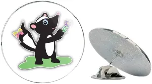 Cute Skunk Cartoon Round Metal 0.75" Lapel Pin Hat Shirt Pin Tie Tack Pinback