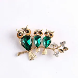 Cute Women Animal Brooches Girls Dresses Brooch Pins Green Arylic 3 Owl Brooch Women Wedding Gift