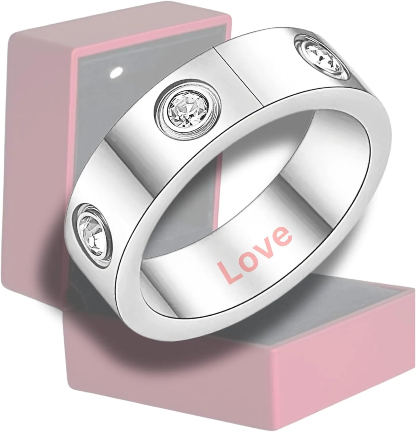 Cyberpink Mothers Day Gift  Love Ring with LED Box  Elegant Stainless Steel Jewelry for Women  Say I Love You with a Gift That Speaks