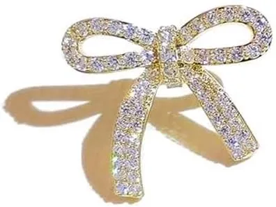Dainty Bow Knot Brooch Pin Rhinestone Cubic Zirconia Ribbon Bow Lapel Pins Clip Sweater Suit Dress Backpack Brooches Pins for Women Girls Cute Jewelry Gifts Christmas